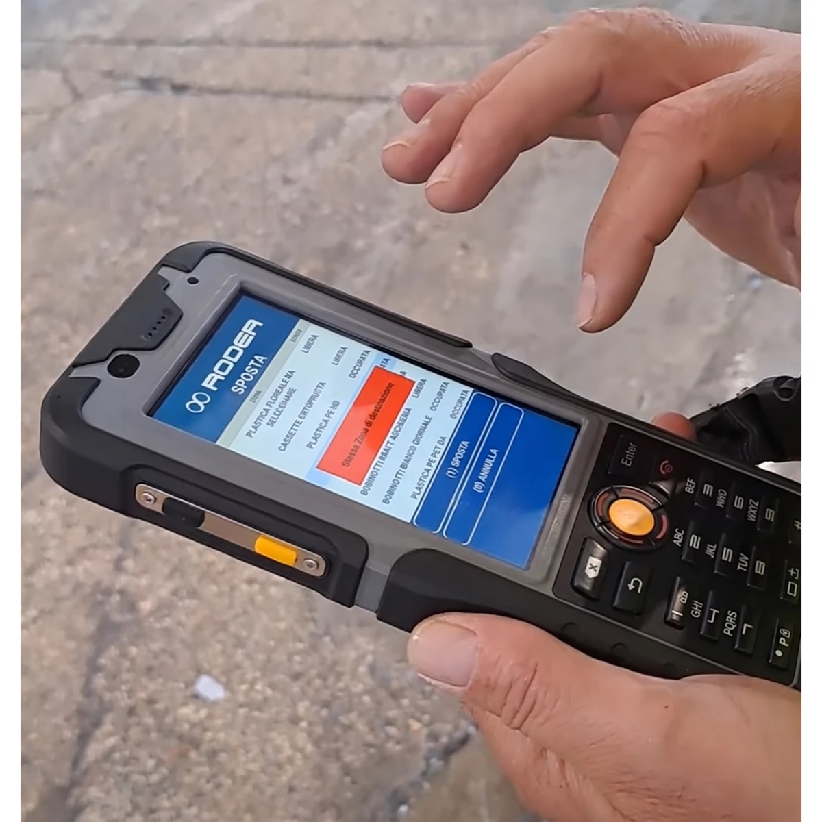 SIMEX assegnazione della zona di lavorazione del macero con palmari portatili