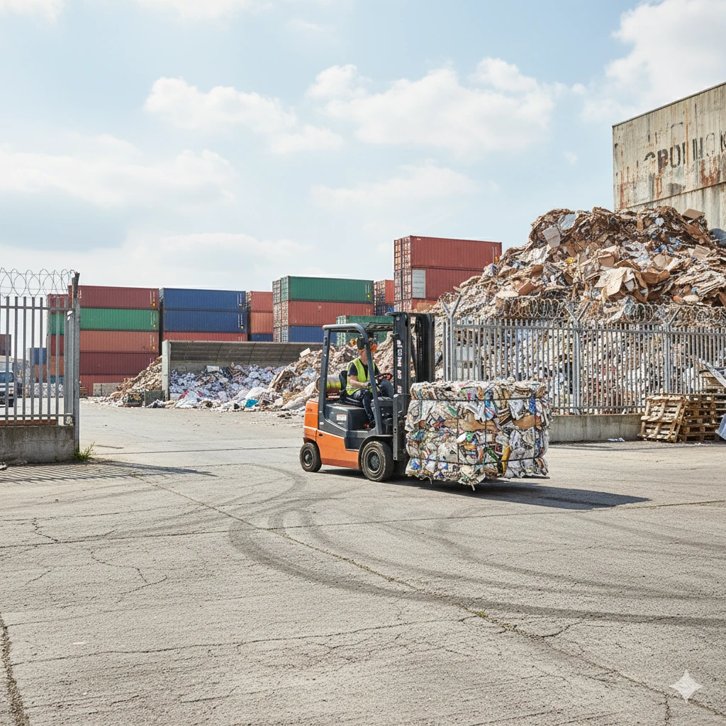 SIMEX gestione logistica trasporto balle macero con muletto rfid